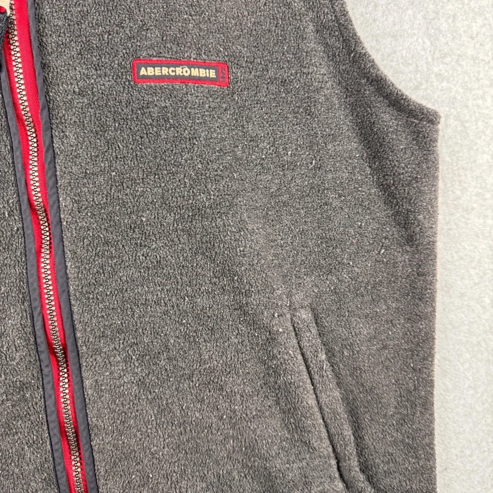 Vintage Abercrombie & Fitch‎ Vest Mens Small Fleece Gray Full Zip Y2K Hiking - Picture 5 of 8